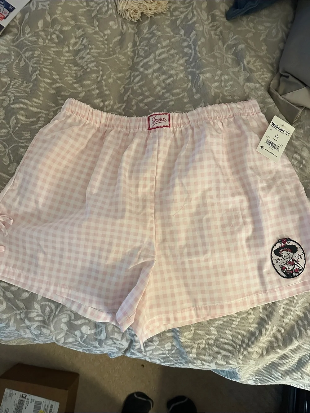 Disney Light Pink Gingham High-Waist Lounge Shorts. Toy Story-Jessie shorts. - Picture 1 of 7